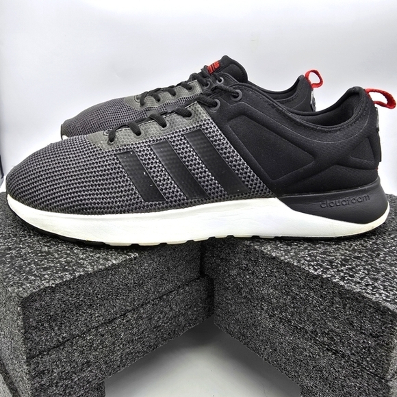 Adidas Men 13 Neo Cloudfoam Super Racer Black Grey Sneakers AW4163